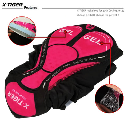 X-TIGER Women Cycling Pants MTB Bike Cycling Trousers Anti-sweat Anti-shock 5D Anti-Slip Padded Gel Racing Bicycle Sport Pants