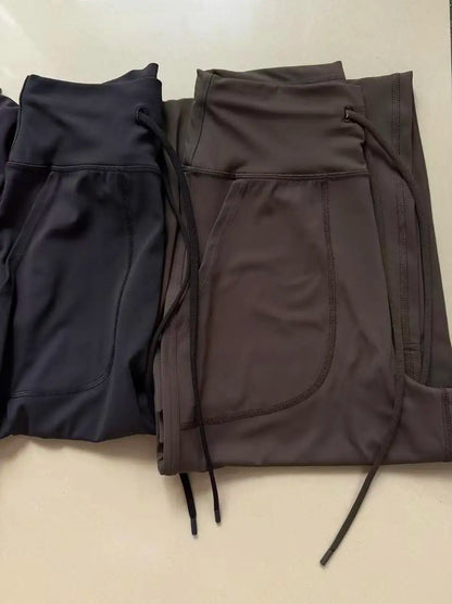 Women's Loose-Fit Sports Pants with Pockets, Straight-Leg High-Waist Athletic Fitness Pants, Yoga Pants, Pilates Trousers