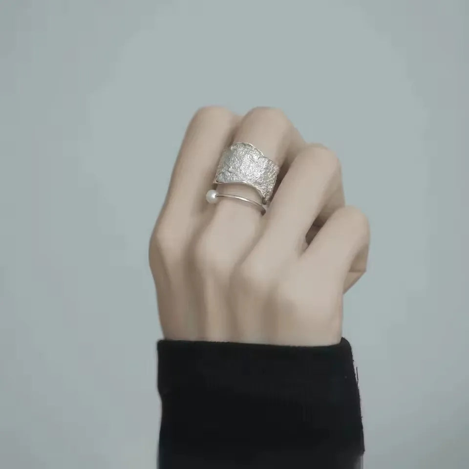 Sterling Silver Rings Adjustable Vintage Hip Hop Couples Silver Bands | Hollow Line Design