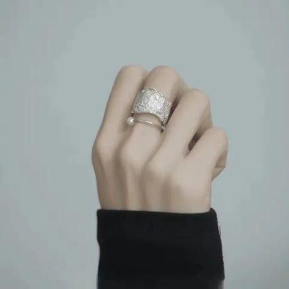 Sterling Silver Rings Adjustable Vintage Hip Hop Couples Silver Bands | Hollow Line Design