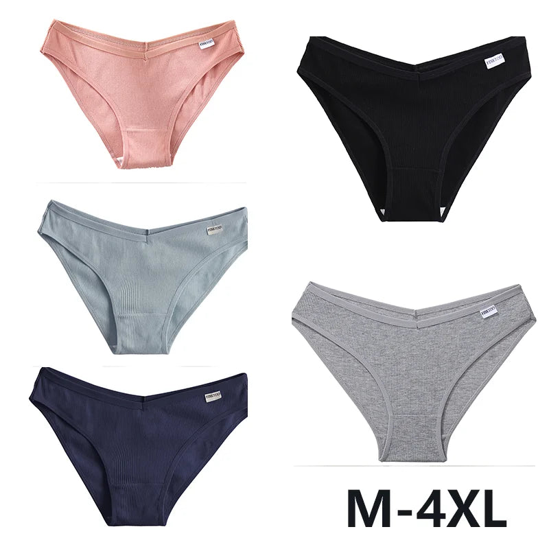 Women Cotton Panties - 5PCS Mid Rise Briefs Plus Size Sexy Ladies Underwear