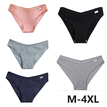 Women Cotton Panties - 5PCS Mid Rise Briefs Plus Size Sexy Ladies Underwear