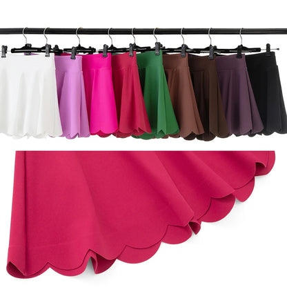 Women Summer Tennis Skirt Solid Color 2 In 1 Pocket Running Skirt Breathable Quick Dry Gym Shorts Female Workout Clothes