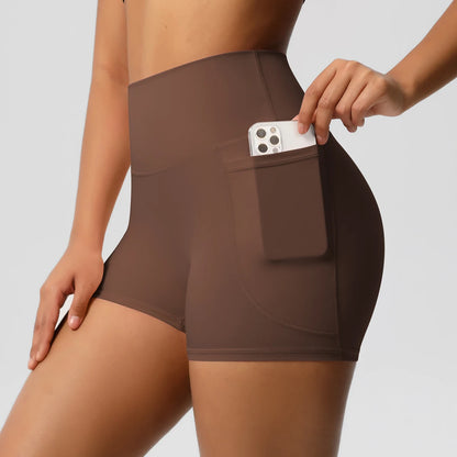 High Waist Workout Shorts – Women Gym Shorts with Pockets, Squat Proof & Quick Drying
