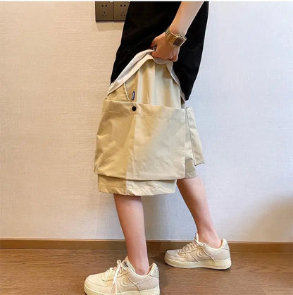 Men Cargo Shorts - Casual Streetwear Big Pocket Design Drawstring Waist Baggy Beach Shorts