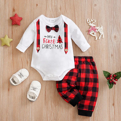 Baby Romper Cotton - Newborn Unisex Velvet Santa Elk Long Sleeve 0-18 Months