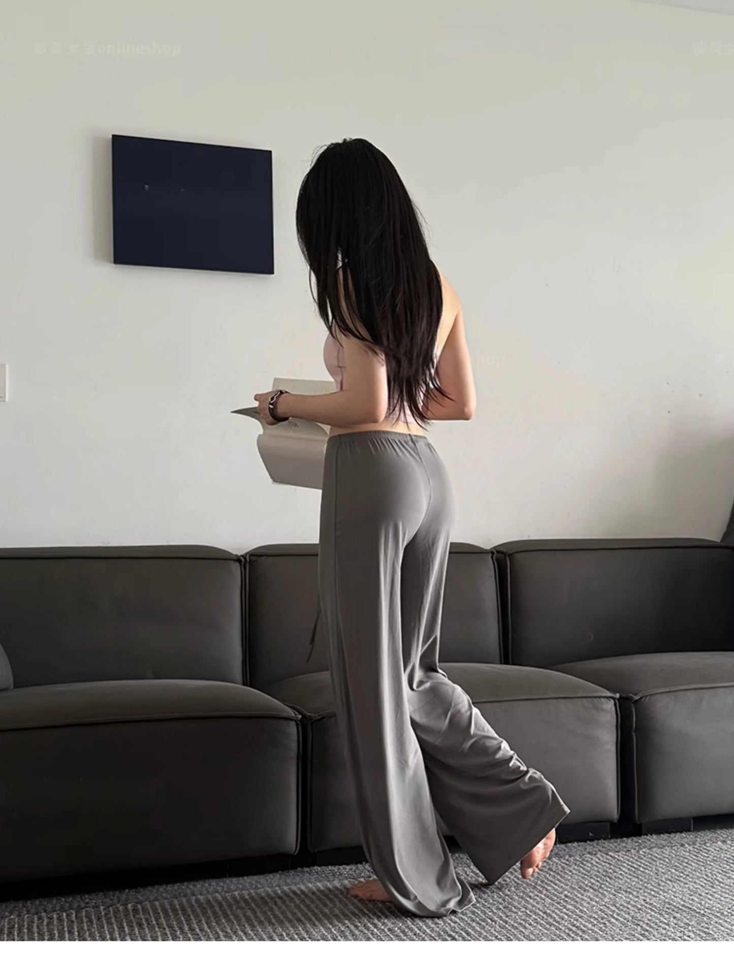 Ctenkevet-High Waist Wide-Leg Yoga Joggers for Women, Female Casual Tracksuit Bottoms, Straight Outdoor Baggy Sweatpants, Autumn