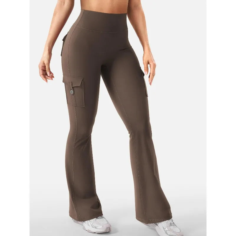 Newest Women Wide Leg High Stretch Yoga Leggings Naked Feeling Compression Fitness Workwear with Pockets Yoga Pant