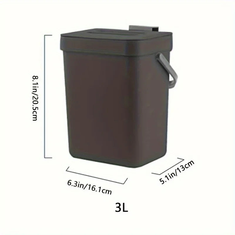 Hanging Small Trash Can with Lid - Under-Sink Food Waste Bin for Kitchen and Bathroom