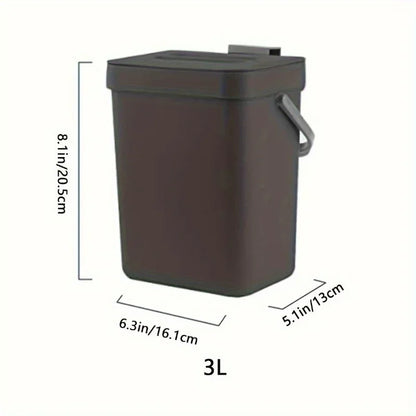 Hanging Small Trash Can with Lid - Under-Sink Food Waste Bin for Kitchen and Bathroom