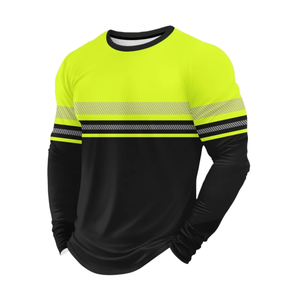 Men's 3D Printed New Secure Logo Color Blocking Design Long-Sleeved T-Shir Fashion Spring Daily Casual Work Wear Men's T-Shirts
