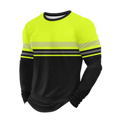 Men's 3D Printed New Secure Logo Color Blocking Design Long-Sleeved T-Shir Fashion Spring Daily Casual Work Wear Men's T-Shirts
