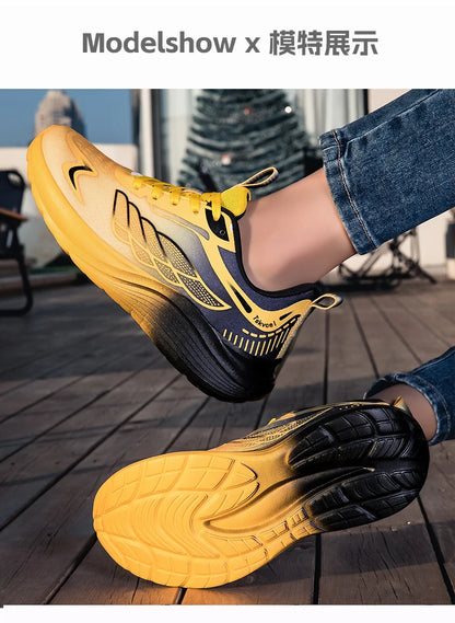 New Purple Orange Gradient Mesh Running Shoes for Men & Women, Lightweight Breathable Athletic Sneakers