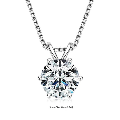 Moissanite Pendant Necklace - Certified 0.5-5ct Round Stone | 925 Sterling Silver Box Chain For Women