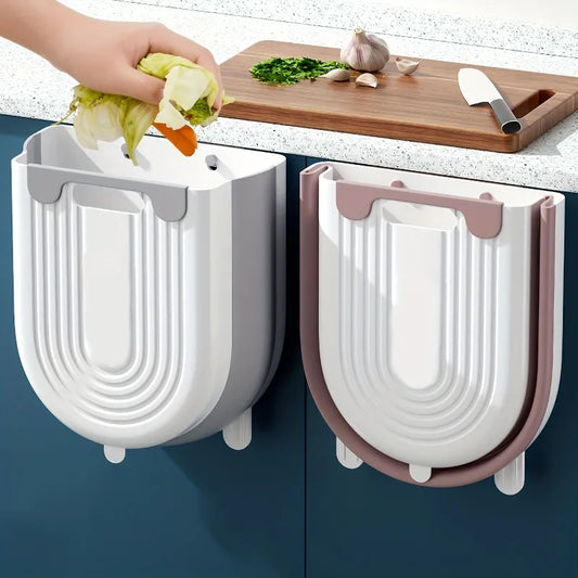 Wall-Mounted Folding Trash Can - Kitchen  Bathroom Space Saver