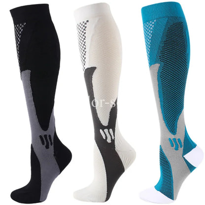Compression Sports Socks - 3 Pairs Anti Slip Knee High Socks for Football & Basketball