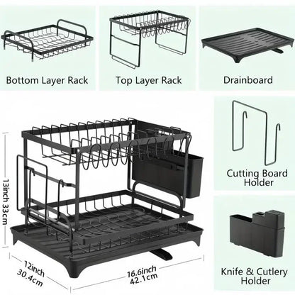 New Home Kitchen Dish Drain Rack Countertop Storage Rack with Cup Knife Holder Multifunctional Dishes Chopsticks Organizer