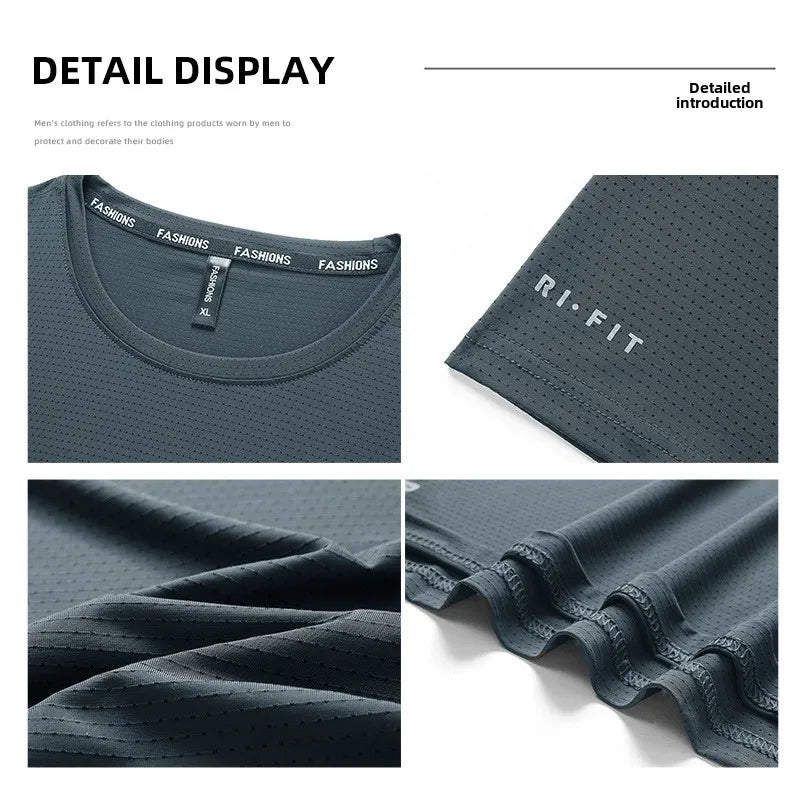 Men's Ice-Silk T-Shirt – Breathable Plus-Size Tee (up to 8XL)