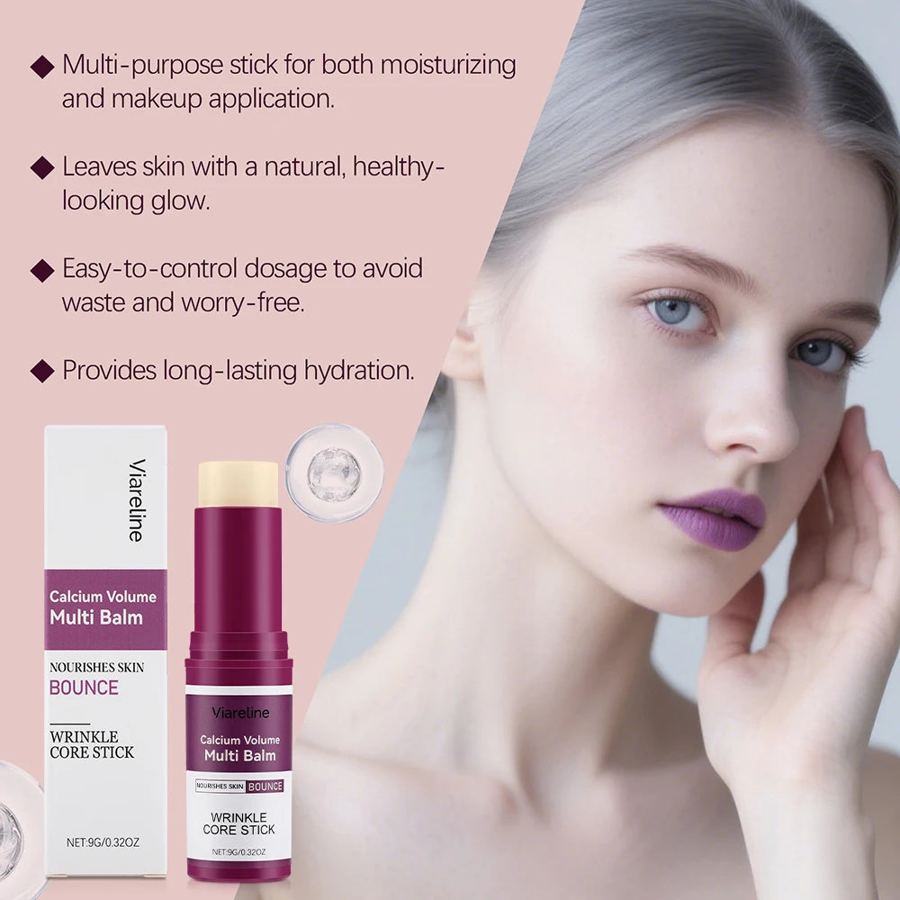 Calcium Volume Multi Balm Korean Skincare Stick,Face & Eye Cream,Collagen Deep Moisturizing Anti-Wrinkle,Suitable for Pre Makeup