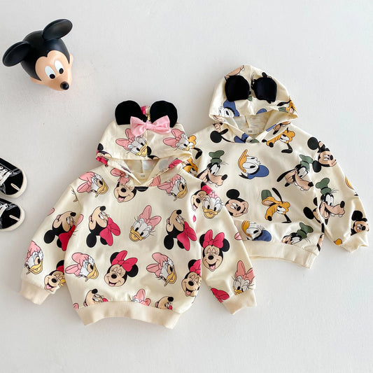 Disney Mickey  Minnie Autumn Hoodies - Long Sleeve Cartoon Sweatshirts for Kids 0-6 Years