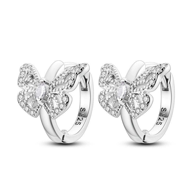 Sterling Silver Hoop Earrings – Zirconium Star Drop Style For Women’s Anniversary Jewelry Gift