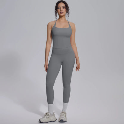 Quick Drying Legging Outdoor Running Yoga Set for Womans High Waisted Push Up Female Pants Gym Sexy Beautiful Back Vest Yoga Set