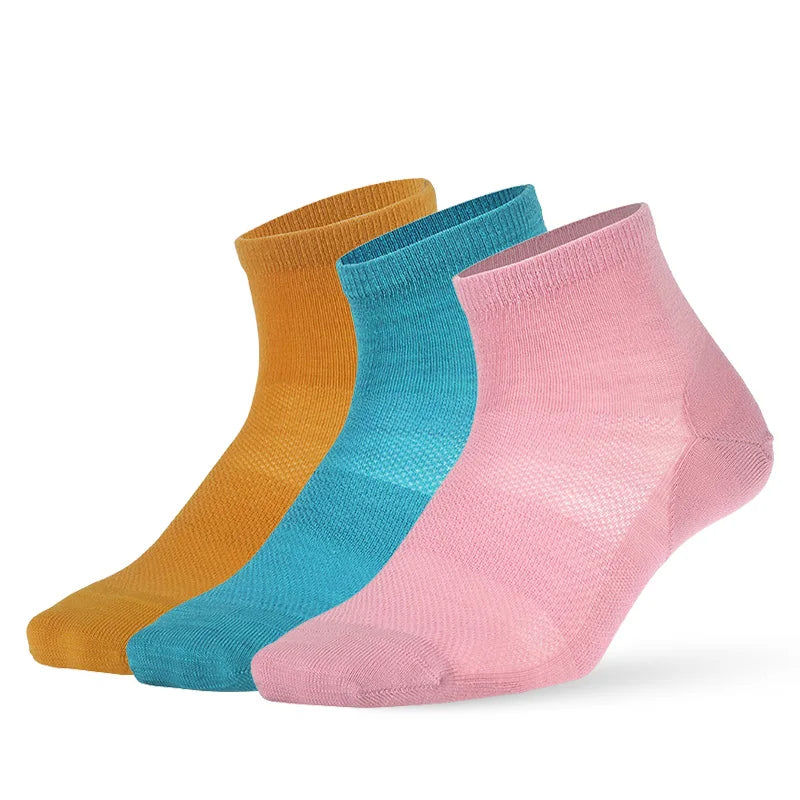 Merino Wool Athletic Socks - No Show Ankle Breathable Mesh, Toe Heel Reinforcement