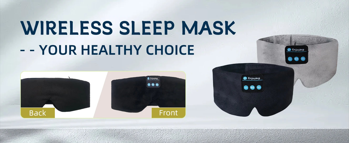 Soft Bluetooth Sleep Mask Wireless Headphones for Sleep Travel Meditation Side Sleeper Blackout Eye Mask Washable Adjustable