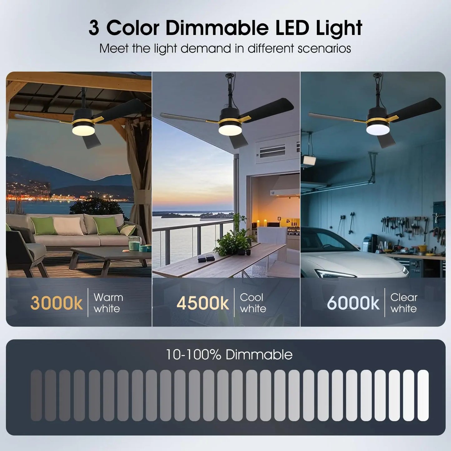 Sealing Led Ceiling Fan with Light Remote Control EU/US Standard Black/Gold Ceiling Lamp Fan 105cm Electric Fan Light Fixture