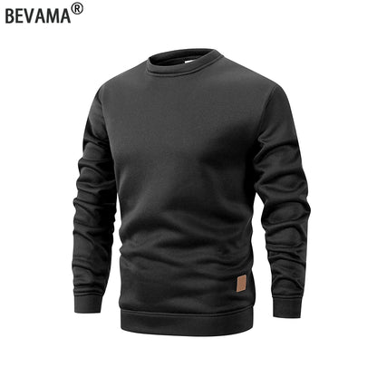 Men's Warm Crew Neck Sweatshirt Fleece Lined Thermal Pullover Autumn Winter Fashion Casual Sweater Loose Knit Long Sleeve Hoodie