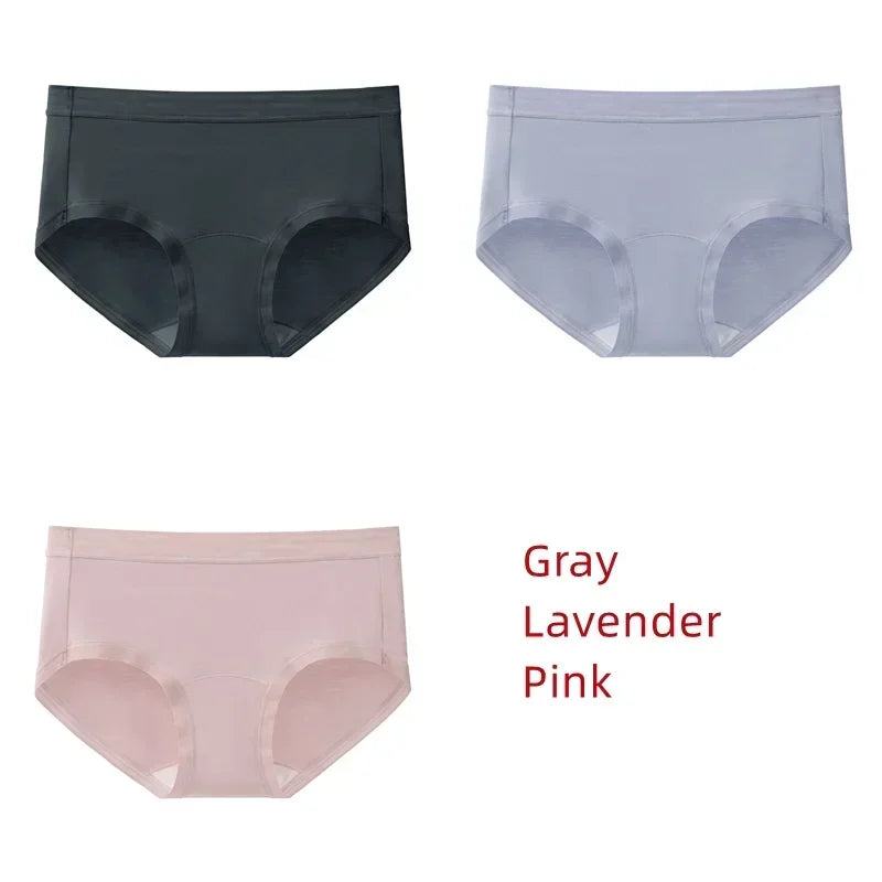3Pcs Modal Women's Panties Lengthened Inner Crotch Female Briefs Underwear Underpants M-XXL 7A Level Antibacterial Sexy Soft Fit