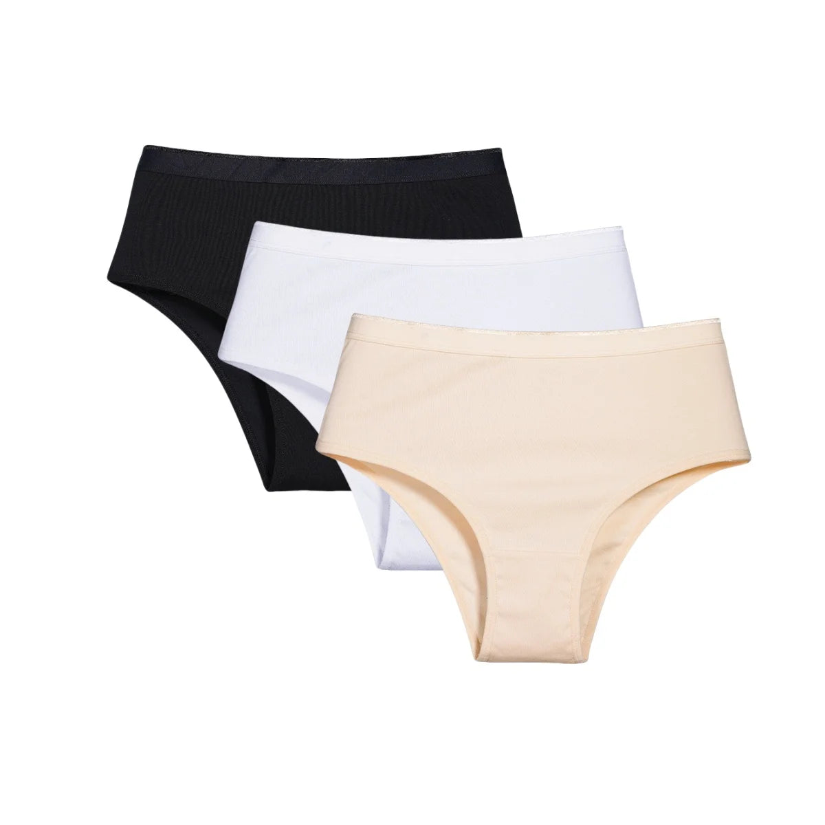 3Pcs/Set Women Cotton Panties High Waist Underwear Female Underpants Solid Color Soft Stretch Briefs Comfort Sexy Lingerie S-L