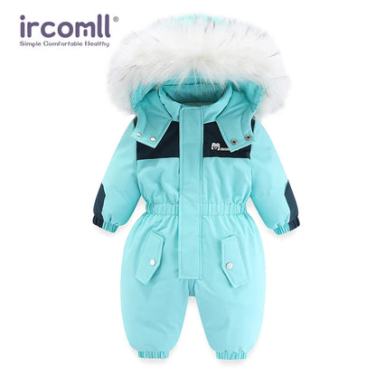 Kids Winter Snowsuit - Waterproof Toddler Snow Jumpsuit with Plush Velvet Jacket