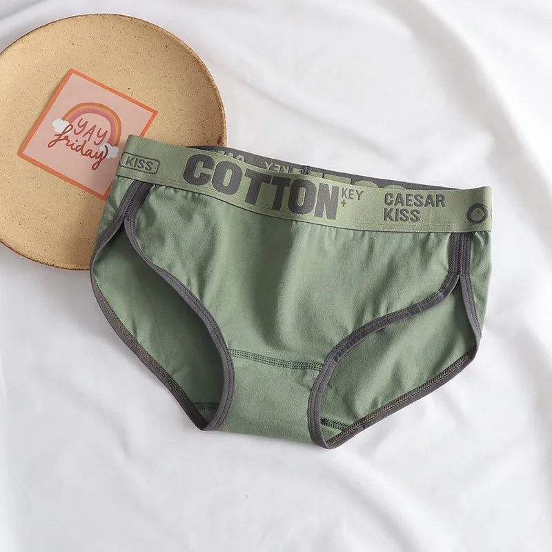 Women Cotton Panties Ladies Sexy Letter Sports Seamless Briefs Beathable Antibacterial Lingerie Solid Underwear Female Intimates