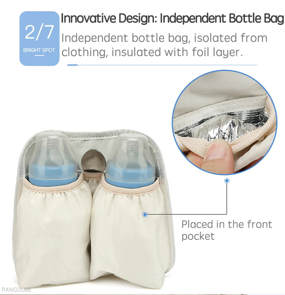 PANGDUBE Baby Nappy Bag with 2pcs Stroller Hooks Mummy Bag Backpack Waterproof Outdoor Travel Mommy Maternity Bag for Baby Stuff