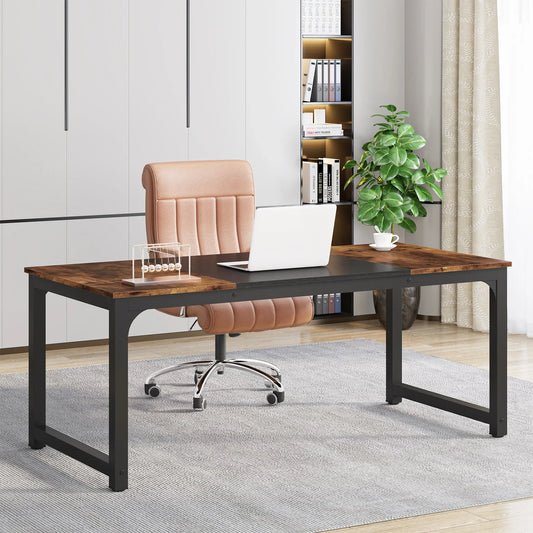 Large Office Desk | Modern Computer Desk - Spacious Writing Workstation for Home Office