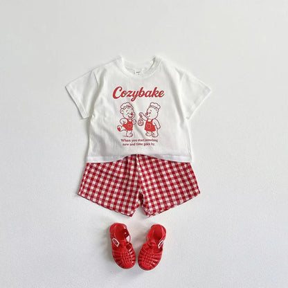 2025 New Summer Clothing Short Sleeve Suit Print Cartoon T-shirt + Shorts Kids Two Piece Set Children's Clothes Casual Tracksuit