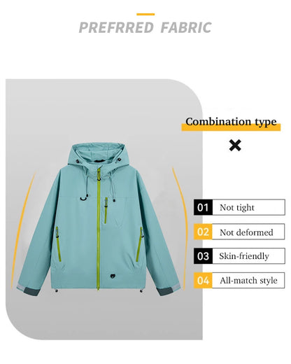 Waterproof Hiking Jacket – Lightweight Polyester Windbreaker With Storm Hood