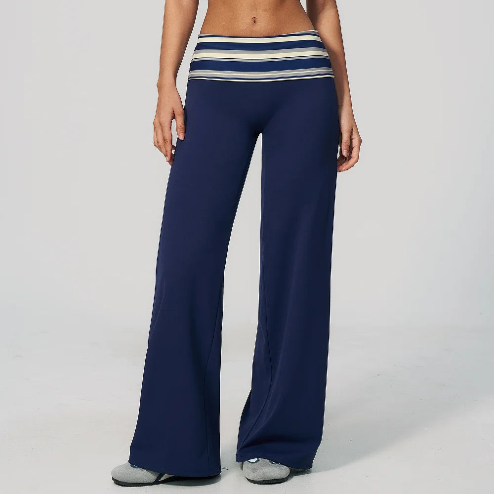 Women's Wide Leg Yoga Pants Breathable Sports Fitness Bell-bottoms High Waist Striped Yoga Pants Polka Dot Workout Flared Pants