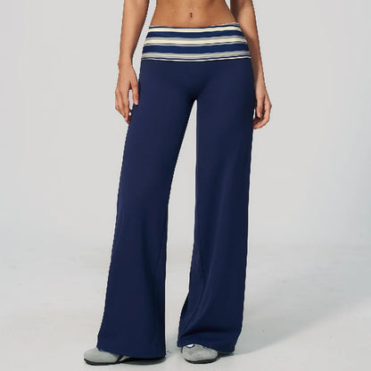 Women's Wide Leg Yoga Pants Breathable Sports Fitness Bell-bottoms High Waist Striped Yoga Pants Polka Dot Workout Flared Pants