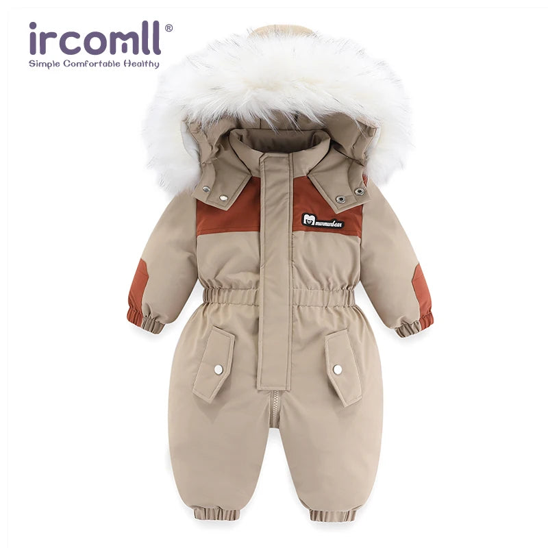 Kids Winter Snowsuit - Waterproof Toddler Snow Jumpsuit with Plush Velvet Jacket