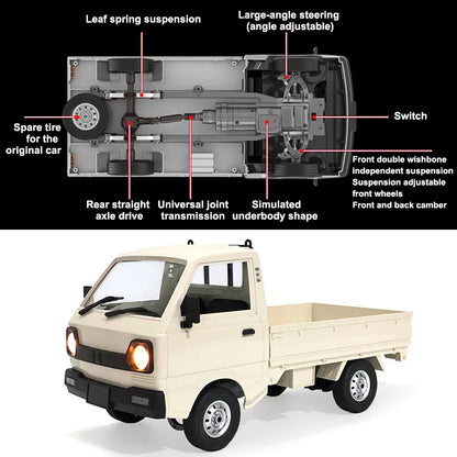 WPL D12 RC Car - 110 Drift  Climb Truck with LED Lights for Kids - ZOOMNSTORE
