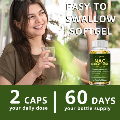 Premium NAC + Glutathione Complex Detox & Antioxidant Boost with Vitamin C | Liver Support, Immune System Health Supplement