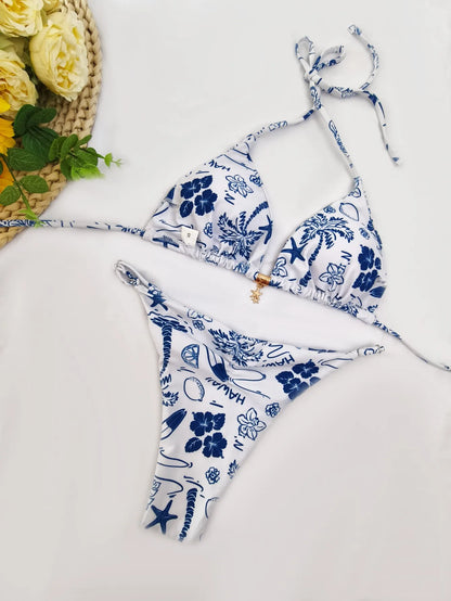 Polka Dot Bikini - Women's Sexy Strap Split Bikini Set | Wire Free Swimwear