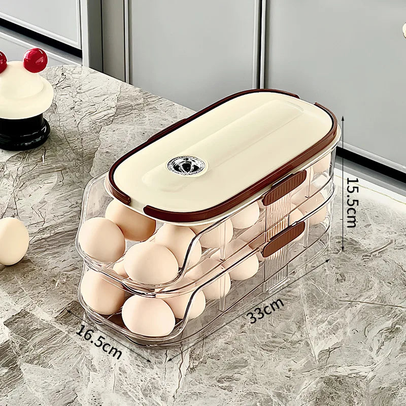 Egg Storage Box - Automatic Rolling Egg Holder Rack for Refrigerator