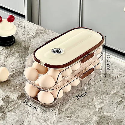 Egg Storage Box - Automatic Rolling Egg Holder Rack for Refrigerator