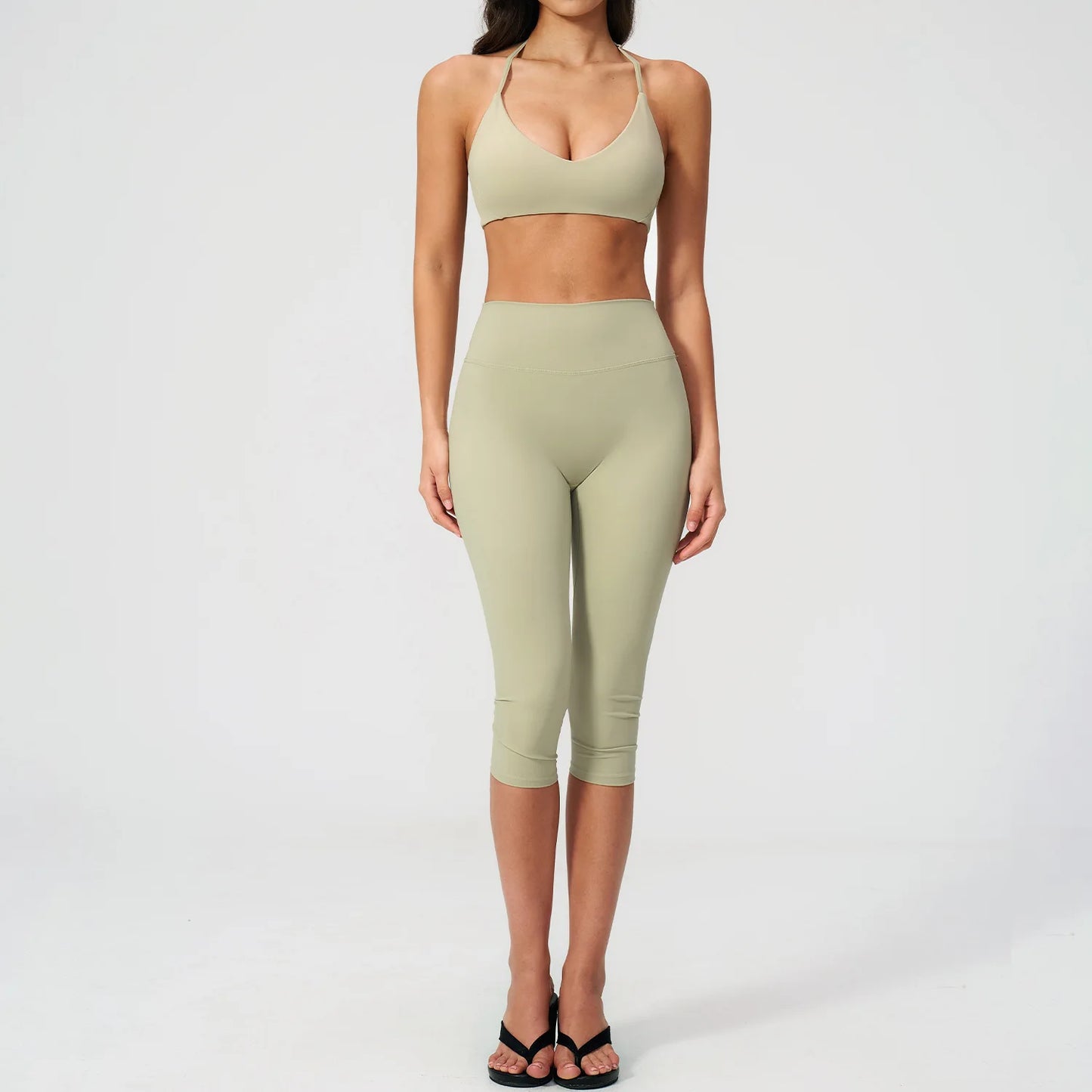 Women Tracksuit Yoga Set 2PCS Sports Set Short Sleeve Fitness Outfits Workout Clothes Running Capri Pants Gym Suit Athletic Wear
