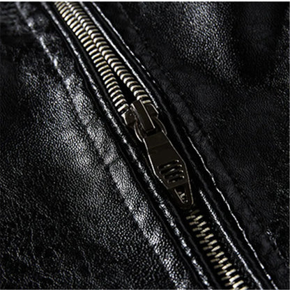 Men's Leather Jacket Men's Winter Fleece Men's Stand Collar Biker Casual Windproof Slim Fit Jacket Fleece Leather Jacket