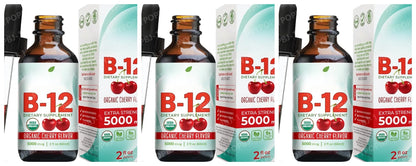 Vitamin B12 Drops 5000mcg Methylcobalamin Liquid Sublingual Supplement Cherry Flavor Vegan Sugar Free Daily Nutrition 60ml