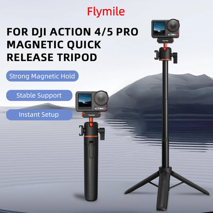Flymile Action 5 Pro 21.25IN Tripod Selfie Stick for DJI OSMO 360 Action 4 3 Accessory Magnetic Quick Release Base Extension rod